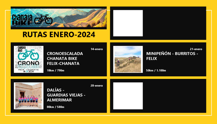 CHANATA BIKE: RUTAS ENERO 2024