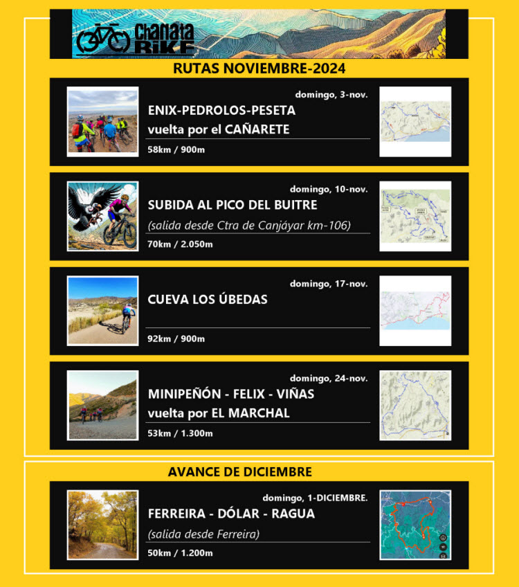 CALENDARIO DE RUTAS NOVIEMBRE 2024